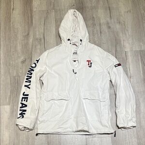 Tommy Hilfiger White Windbreaker with Navy Accents Medium